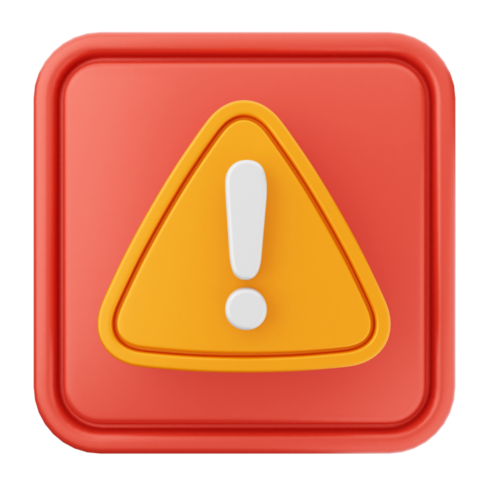 A red warning icon with an exclamation point png