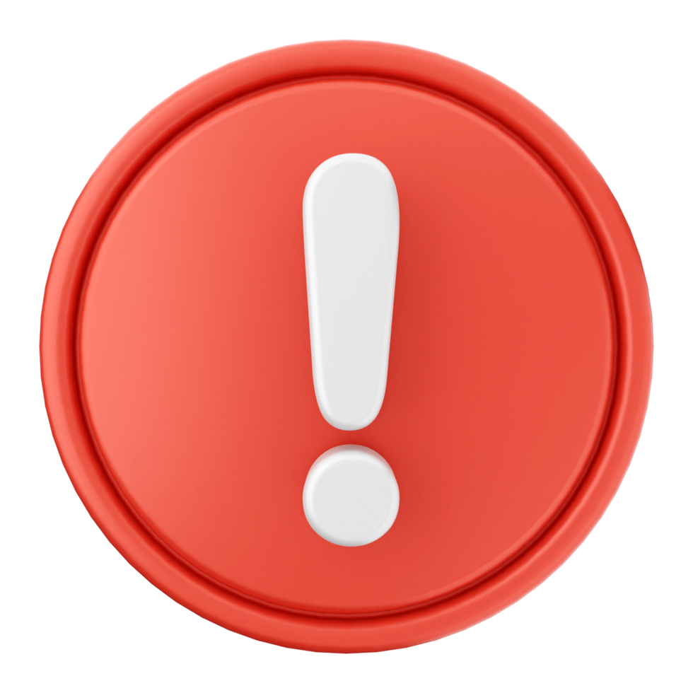 A red button with an exclamation mark on it png