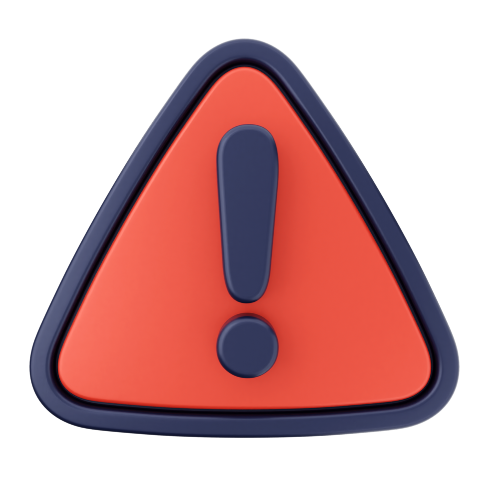 A red and blue warning sign with an exclamation mark png