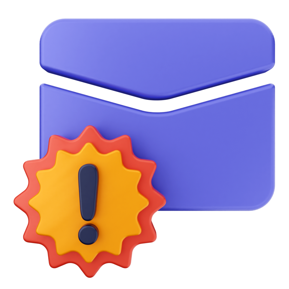 A blue envelope with an exclamation mark and a red star png