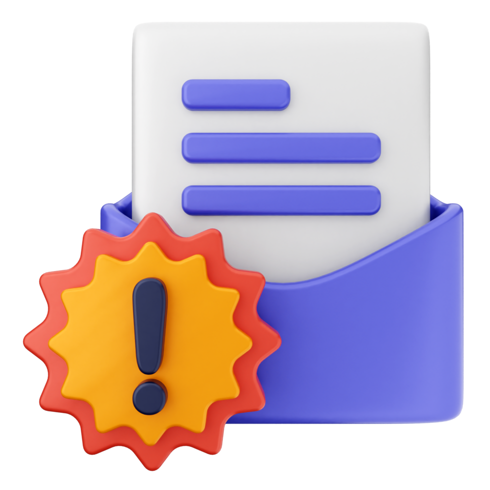 A mail envelope with an exclamation mark and a star png