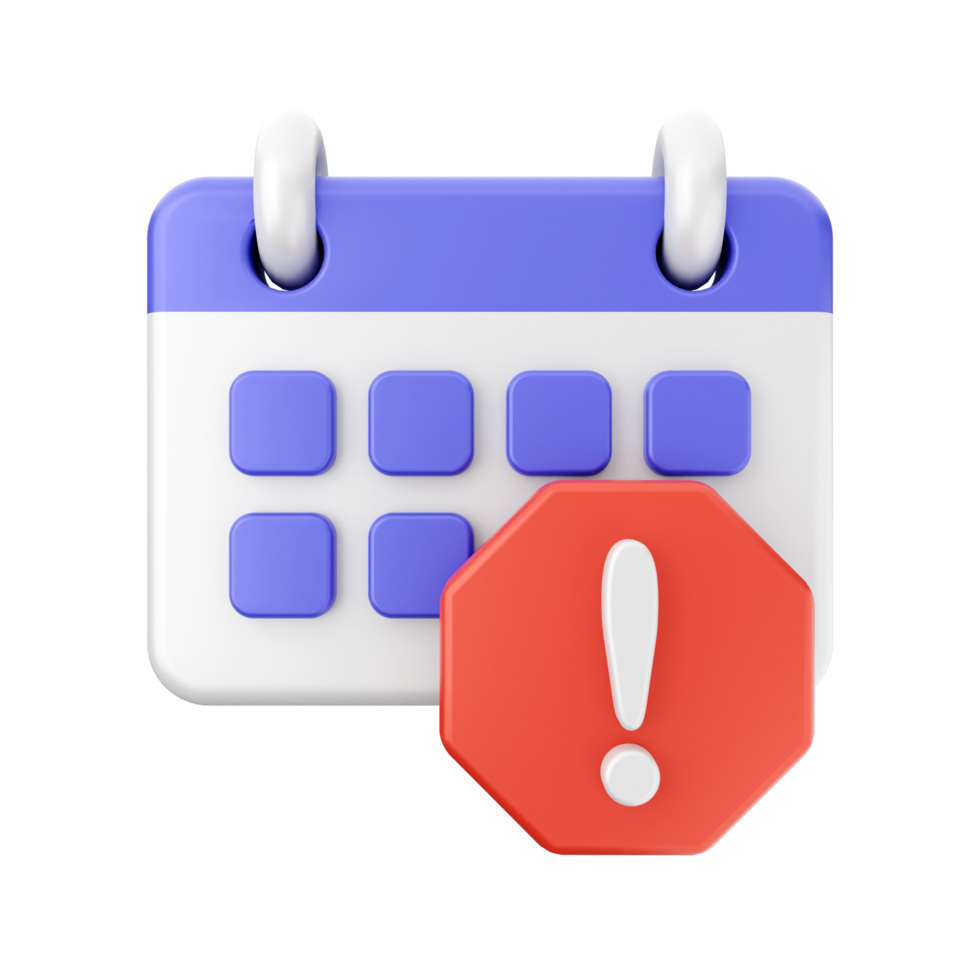 A calendar with an exclamation mark and a red circle png
