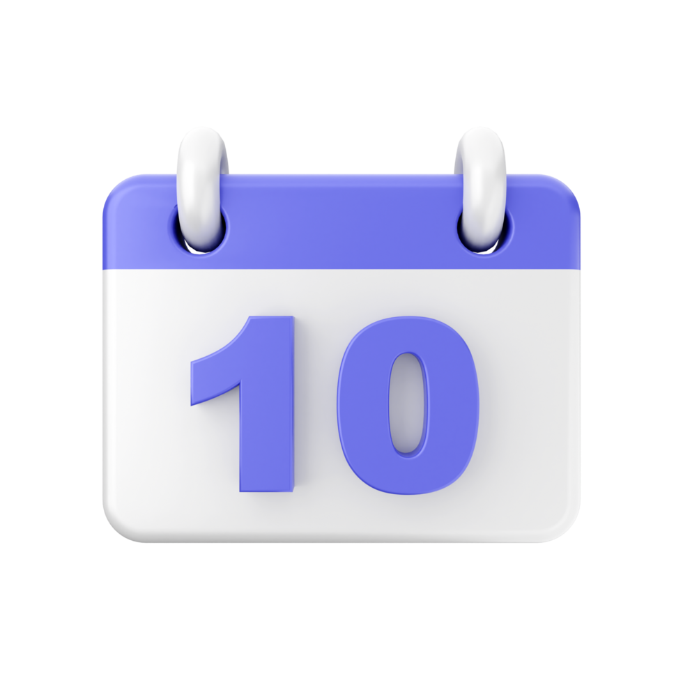 A calendar with the number 10 on it png