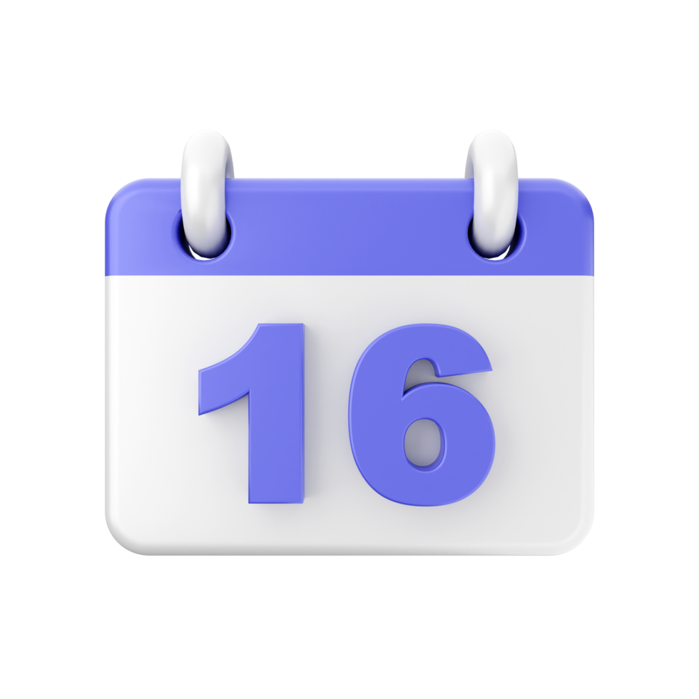 A calendar with the number 16 on it png