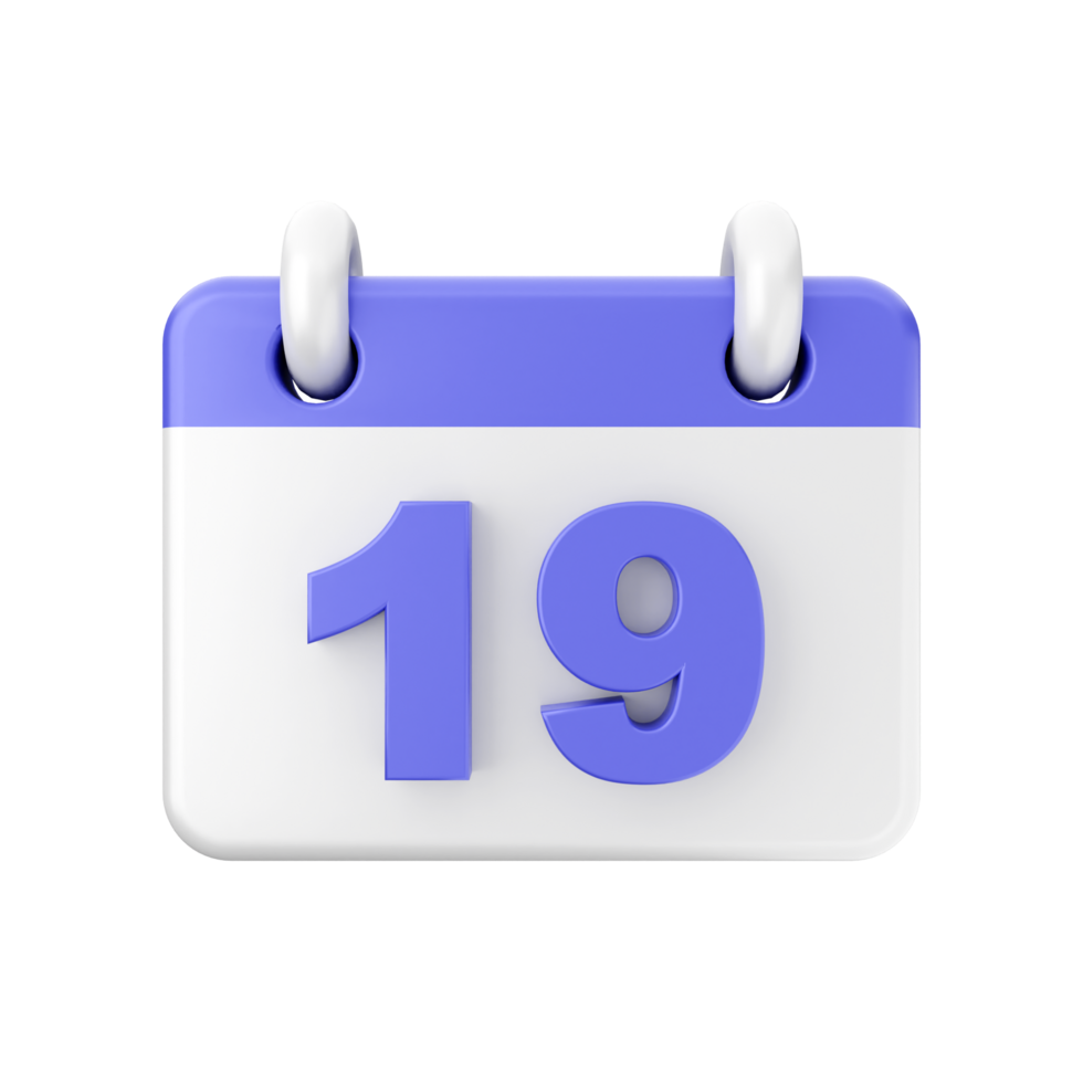 A calendar with the number 19 on it png