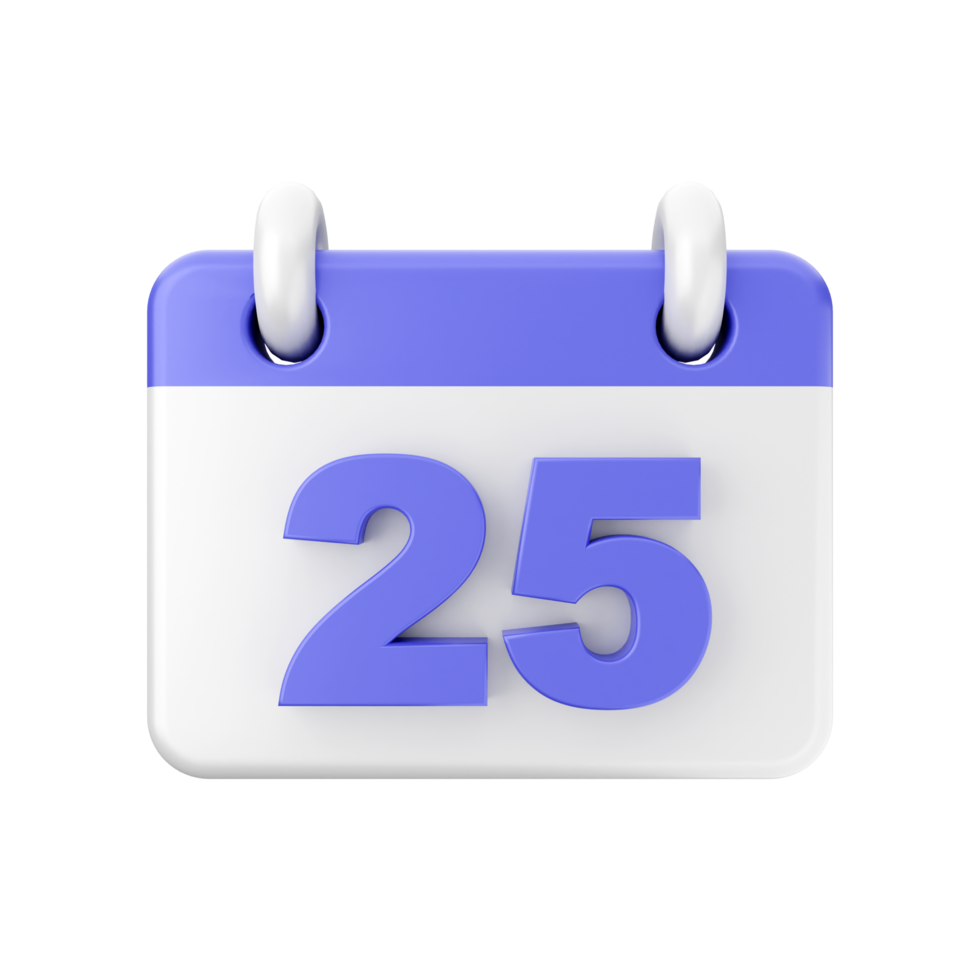 A calendar icon with the number 25 on it png