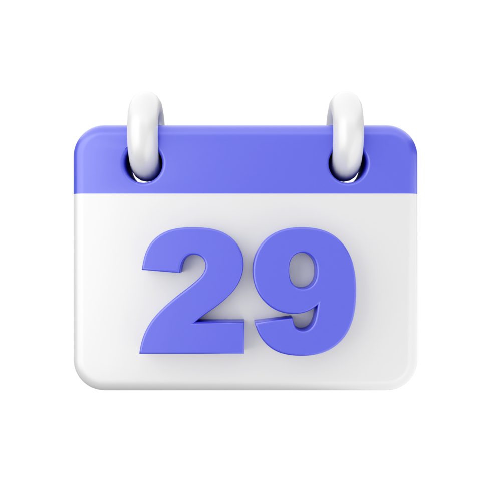 A calendar with the number 29 on it png