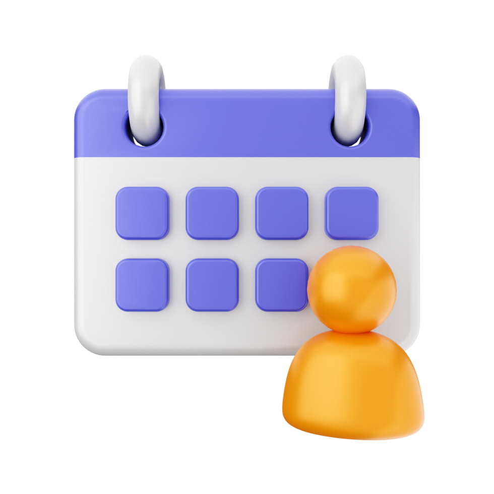 A calendar icon with a person standing next to it png
