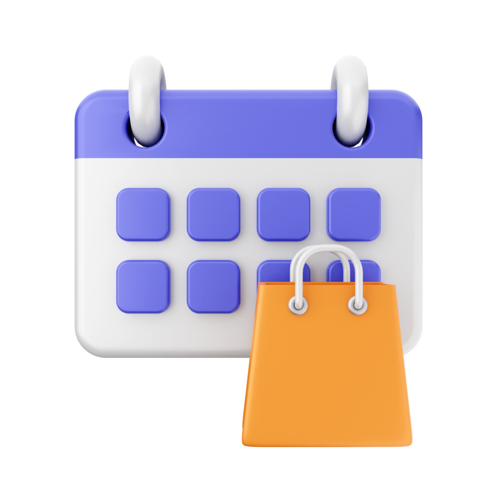 A calendar with a shopping bag on it png