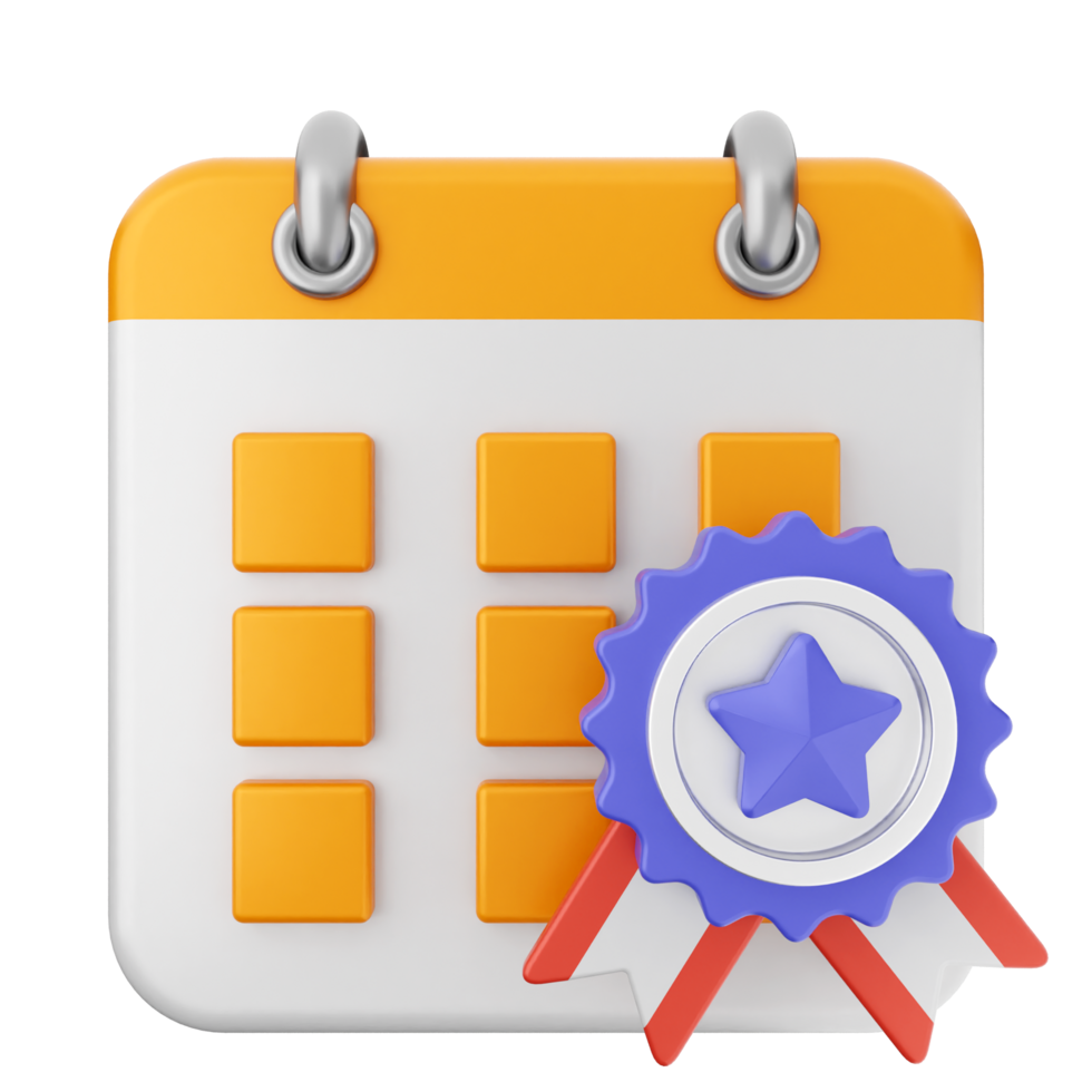 A calendar icon with a star and ribbon png