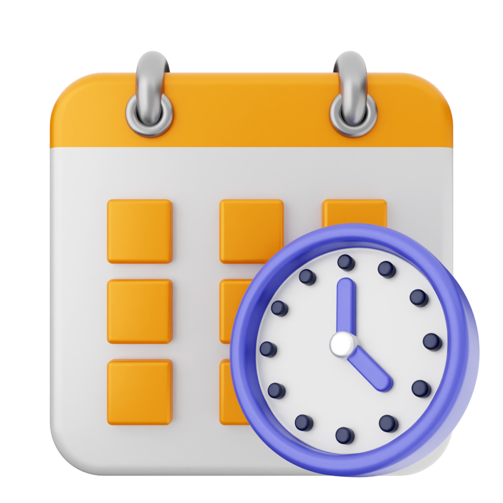 A calendar with a clock on it png