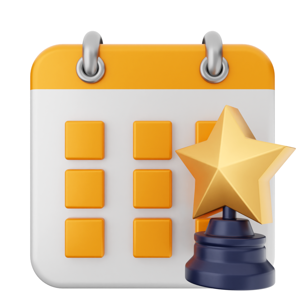 A calendar with a star on it png