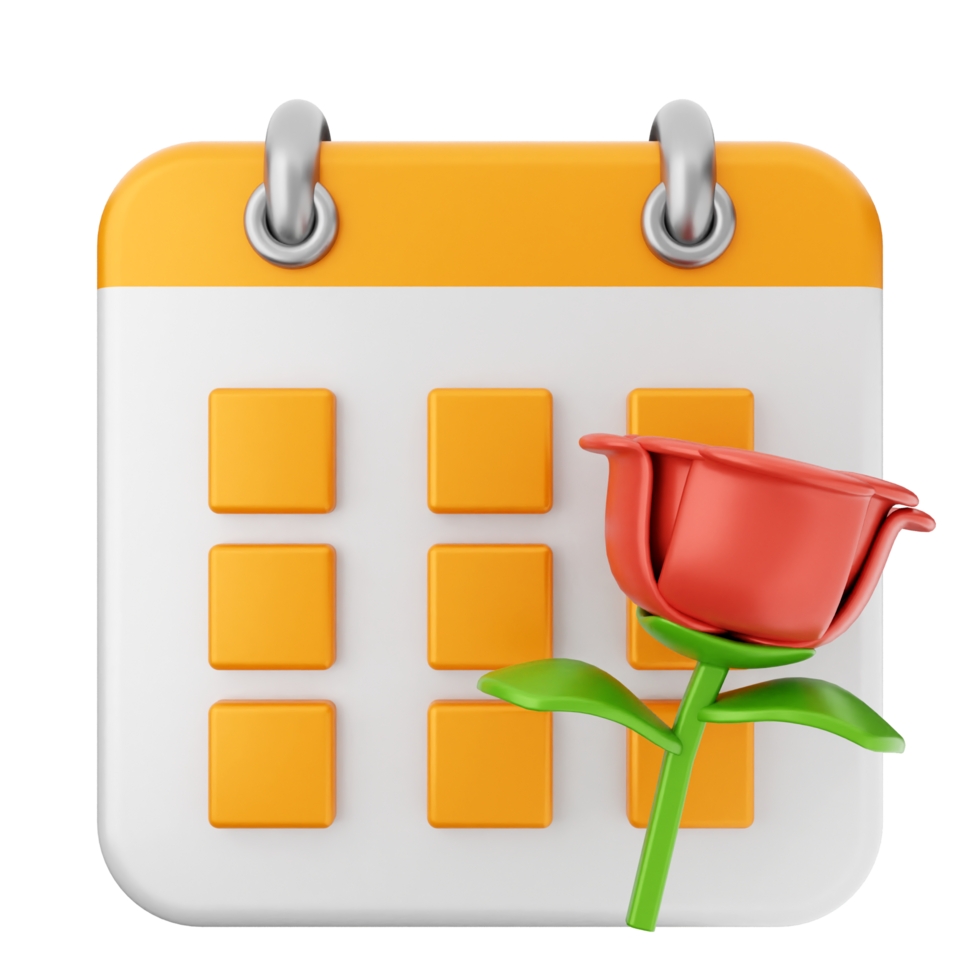 A calendar with a rose on it png