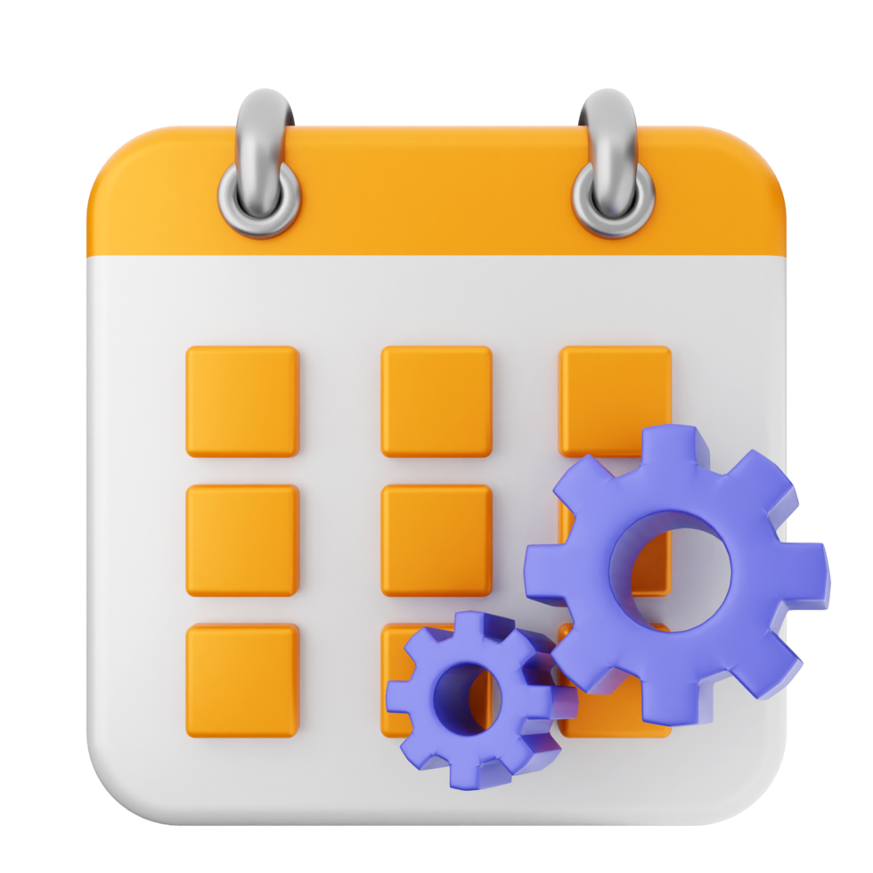 A calendar icon with gears and a calendar png