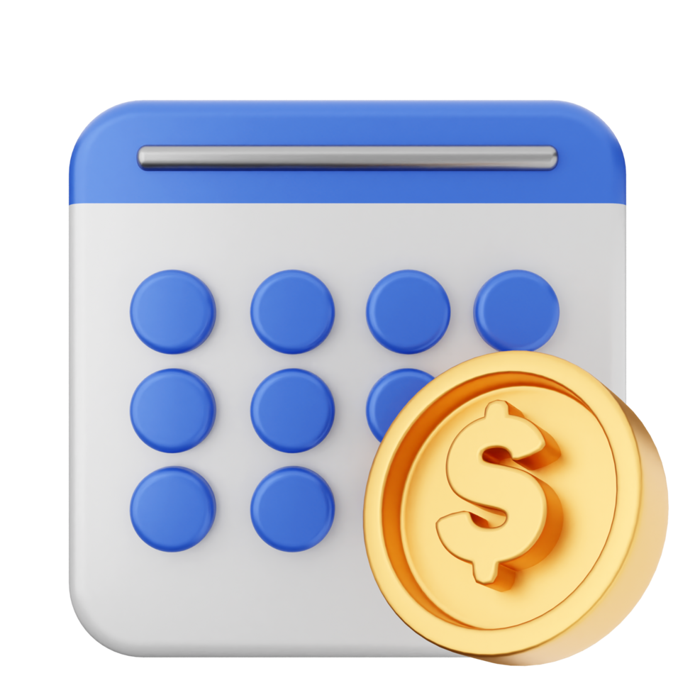 Calculator icon with dollar coin png