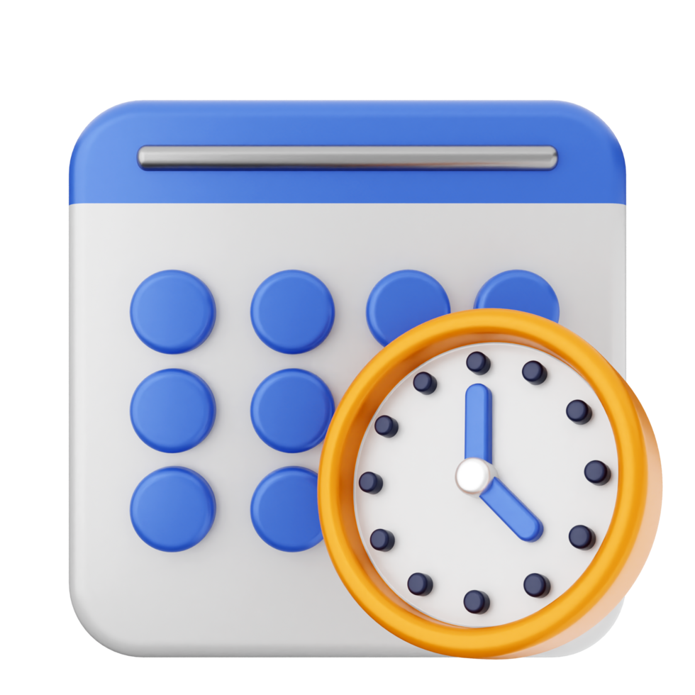 A clock and calendar icon on a black background png