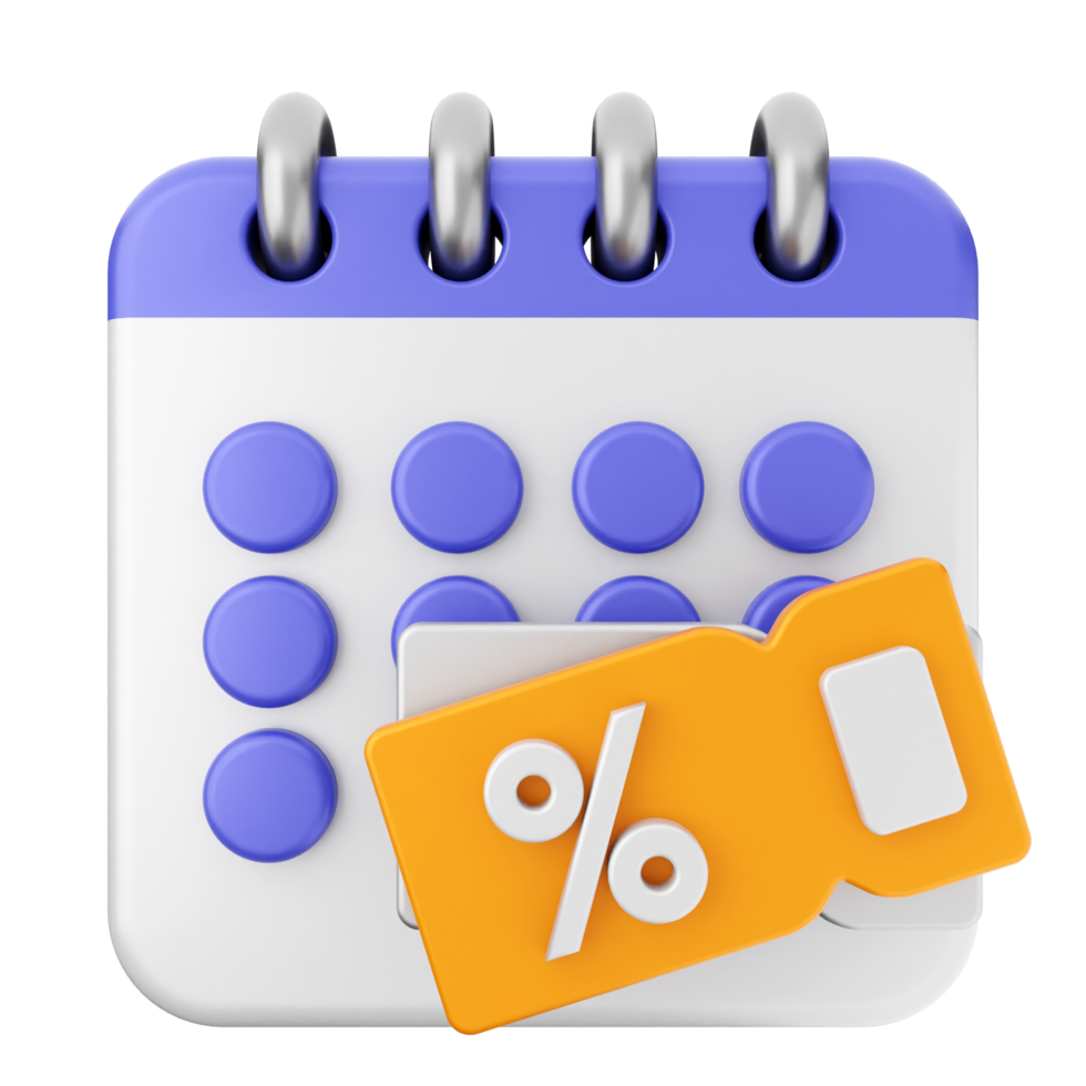 A calendar with a percentage sign on it png