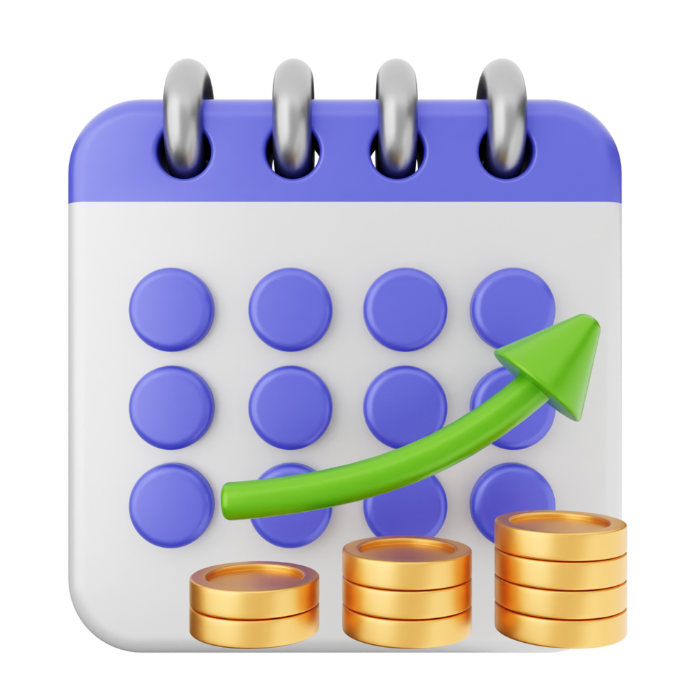Calendar icon with coins and arrow png