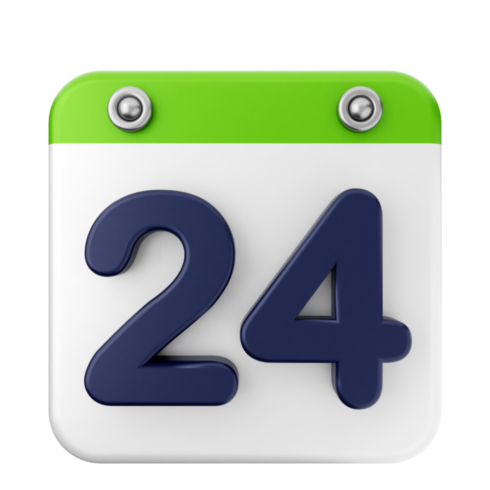 A green and white calendar with the number 24 png