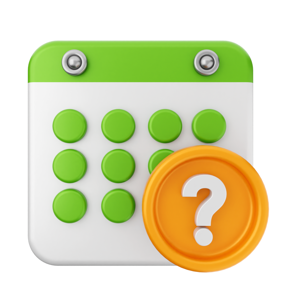 A calendar with question mark icon png