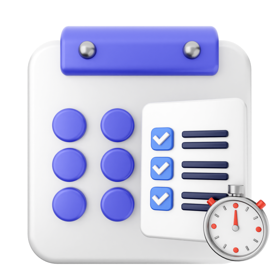 A calendar with checklists and a clock icon png