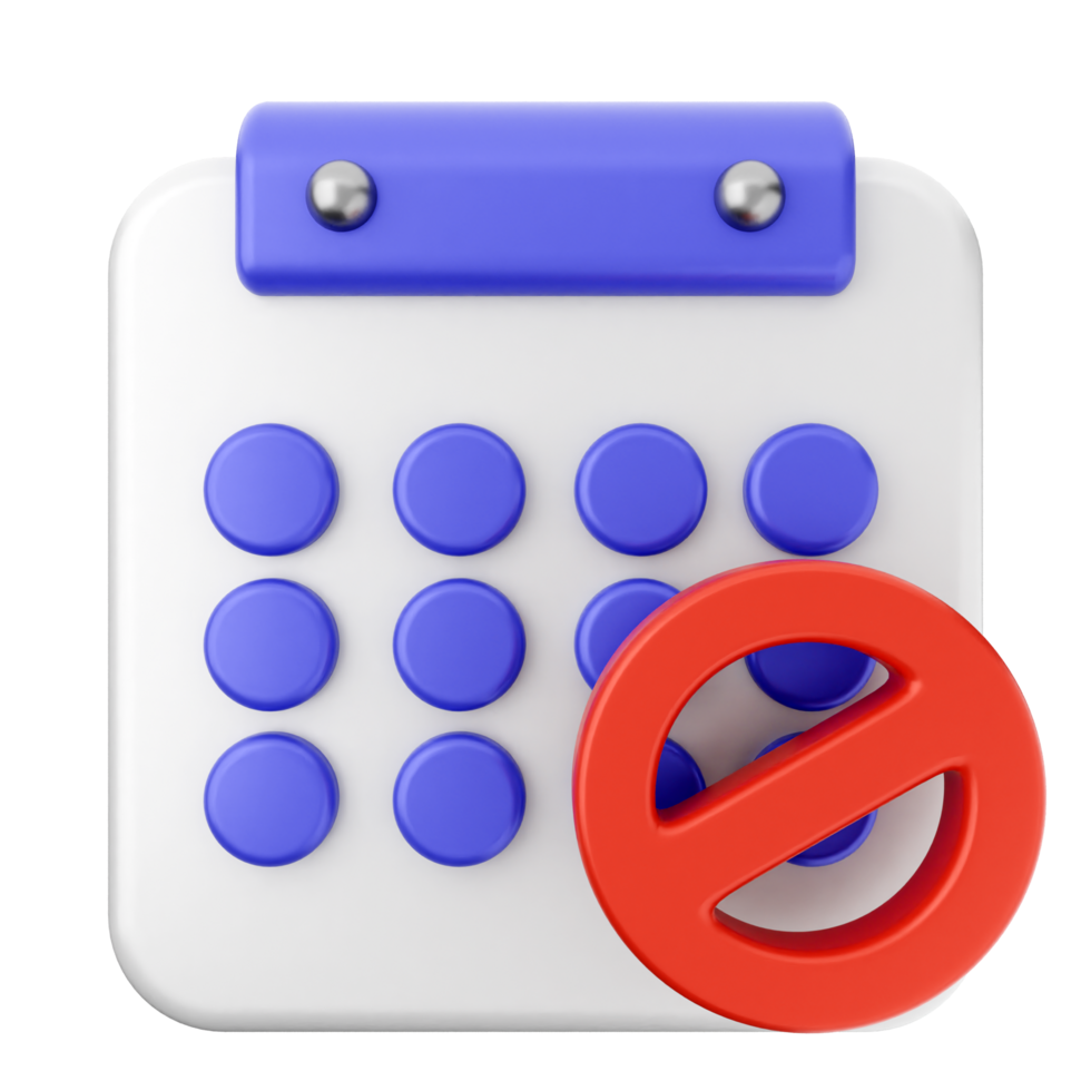 A calendar with a red circle and a no sign png