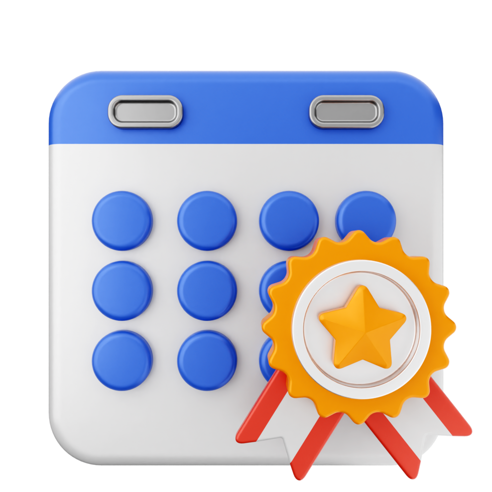 A calendar icon with a star and a badge png