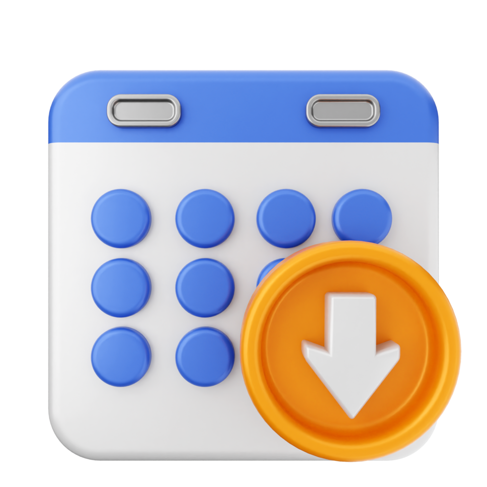 A calendar icon with a down arrow png