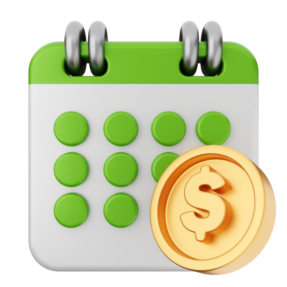 Calendar app icon with dollar coin png