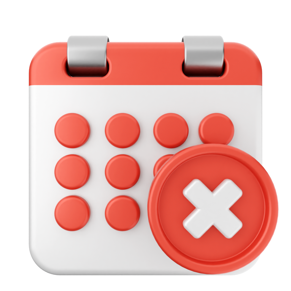 A calendar with an x on it png