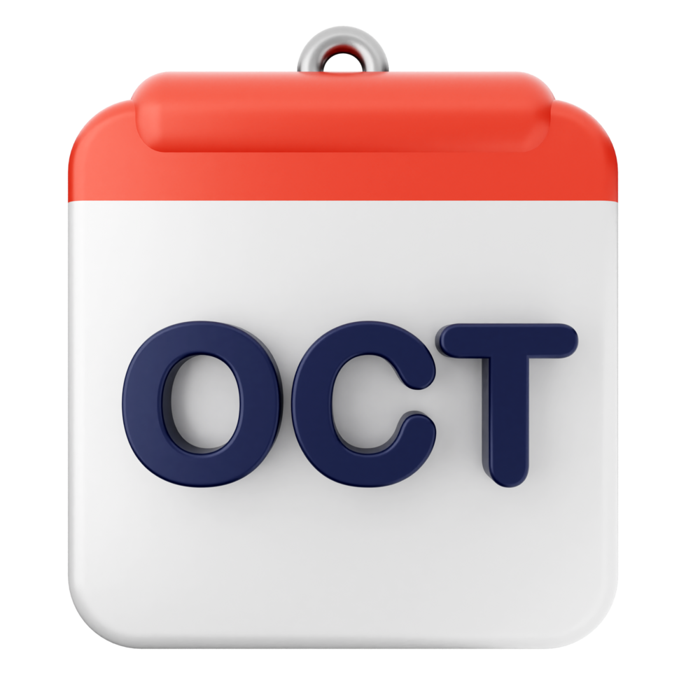 October calendar icon with a red and white frame png