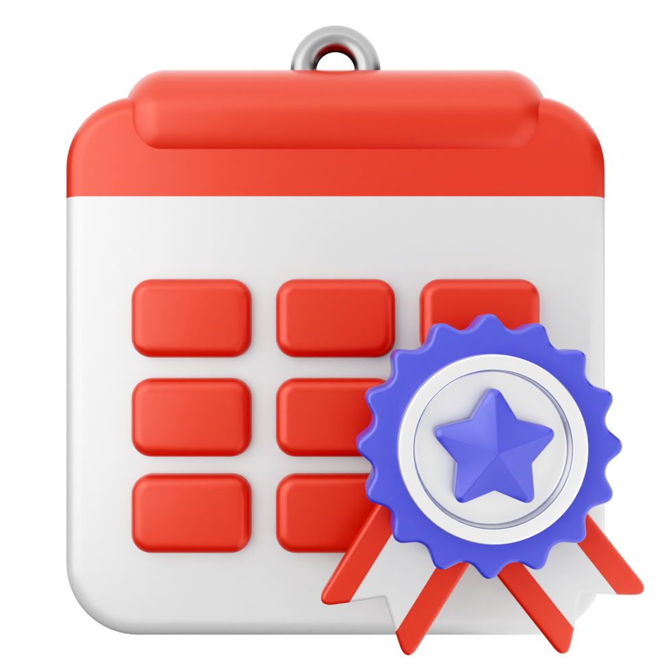 A calendar with a star badge on it png
