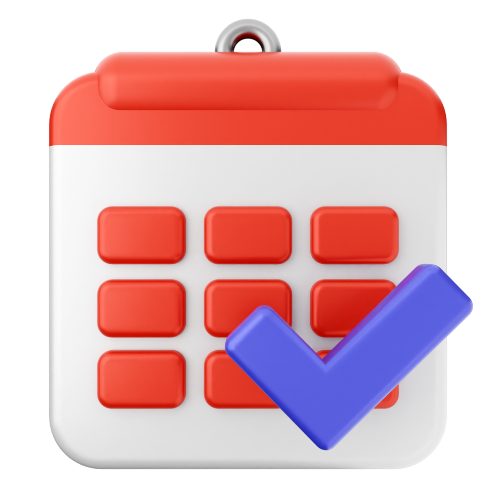 A calendar icon with a tick mark on it png
