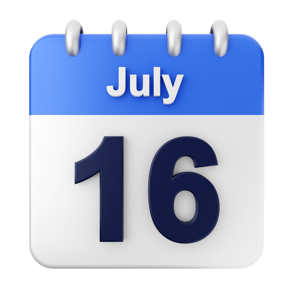 July 16th calendar icon png