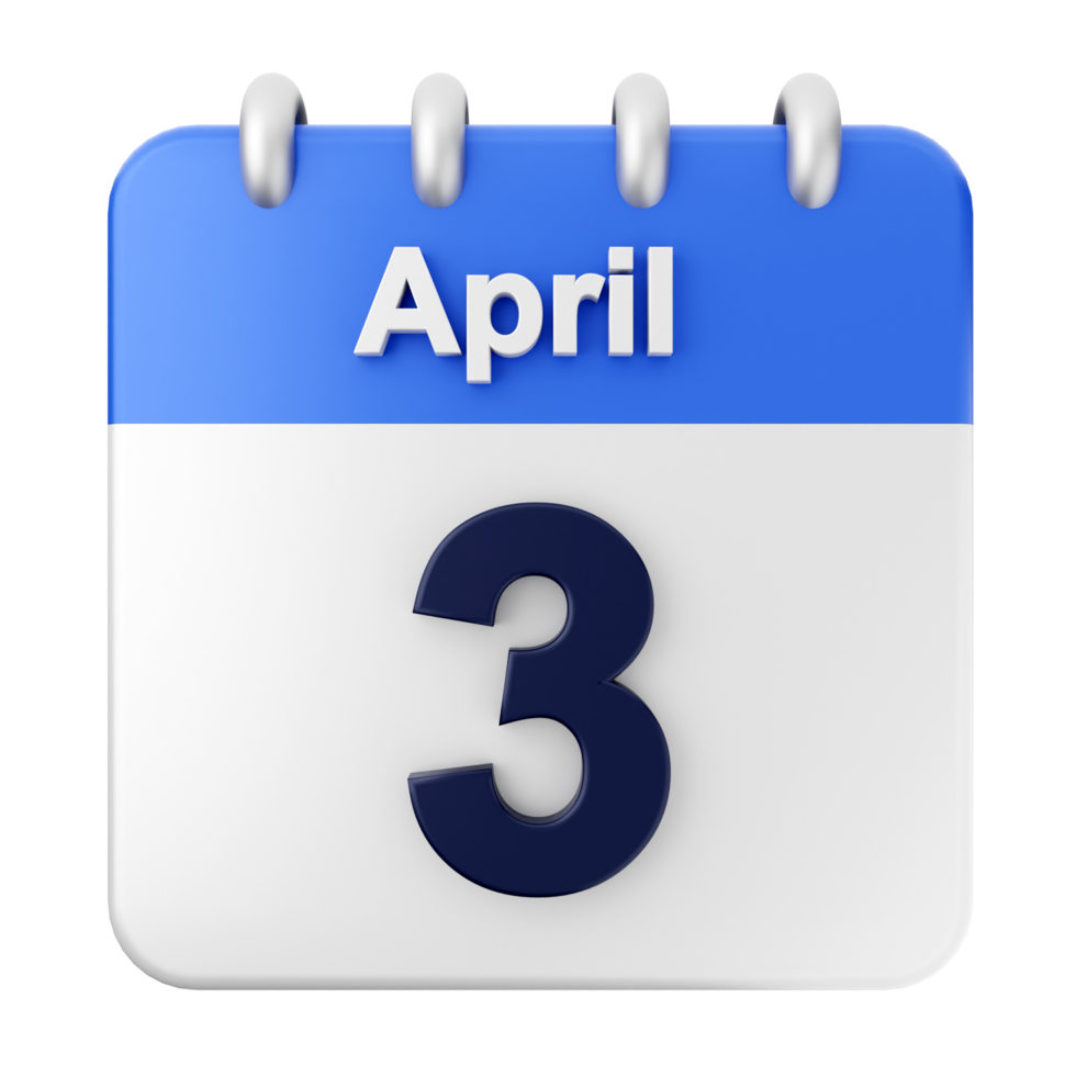 3d calendar icon for april 3 png
