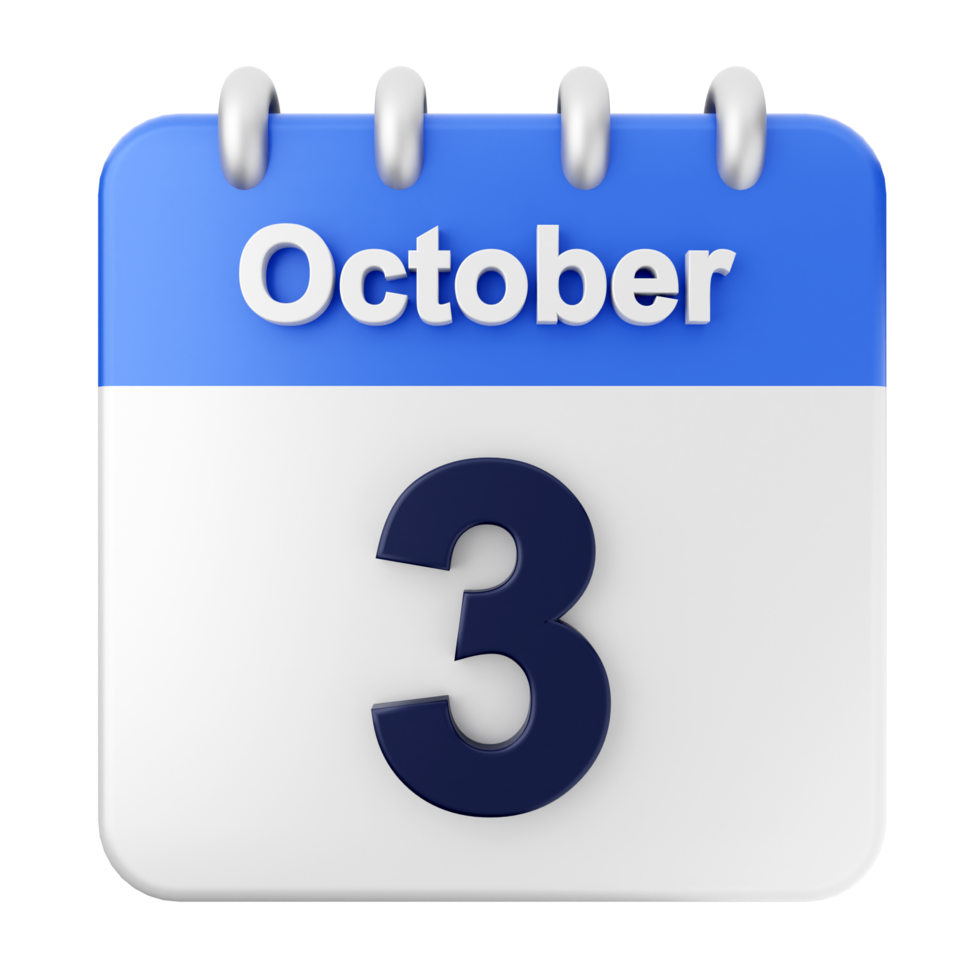 October 3rd calendar icon png
