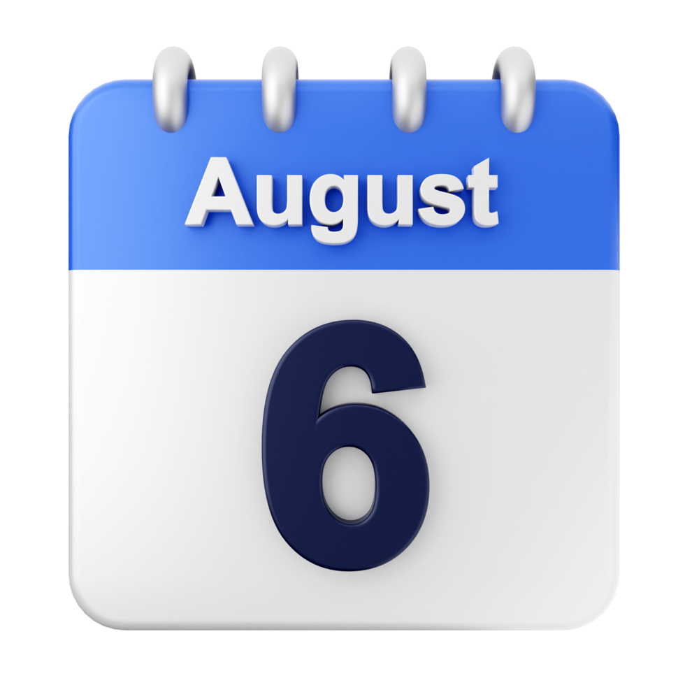 August 6 calendar icon png