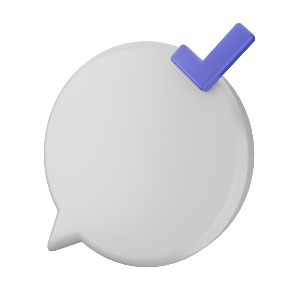 A speech bubble with a blue tick mark on it png