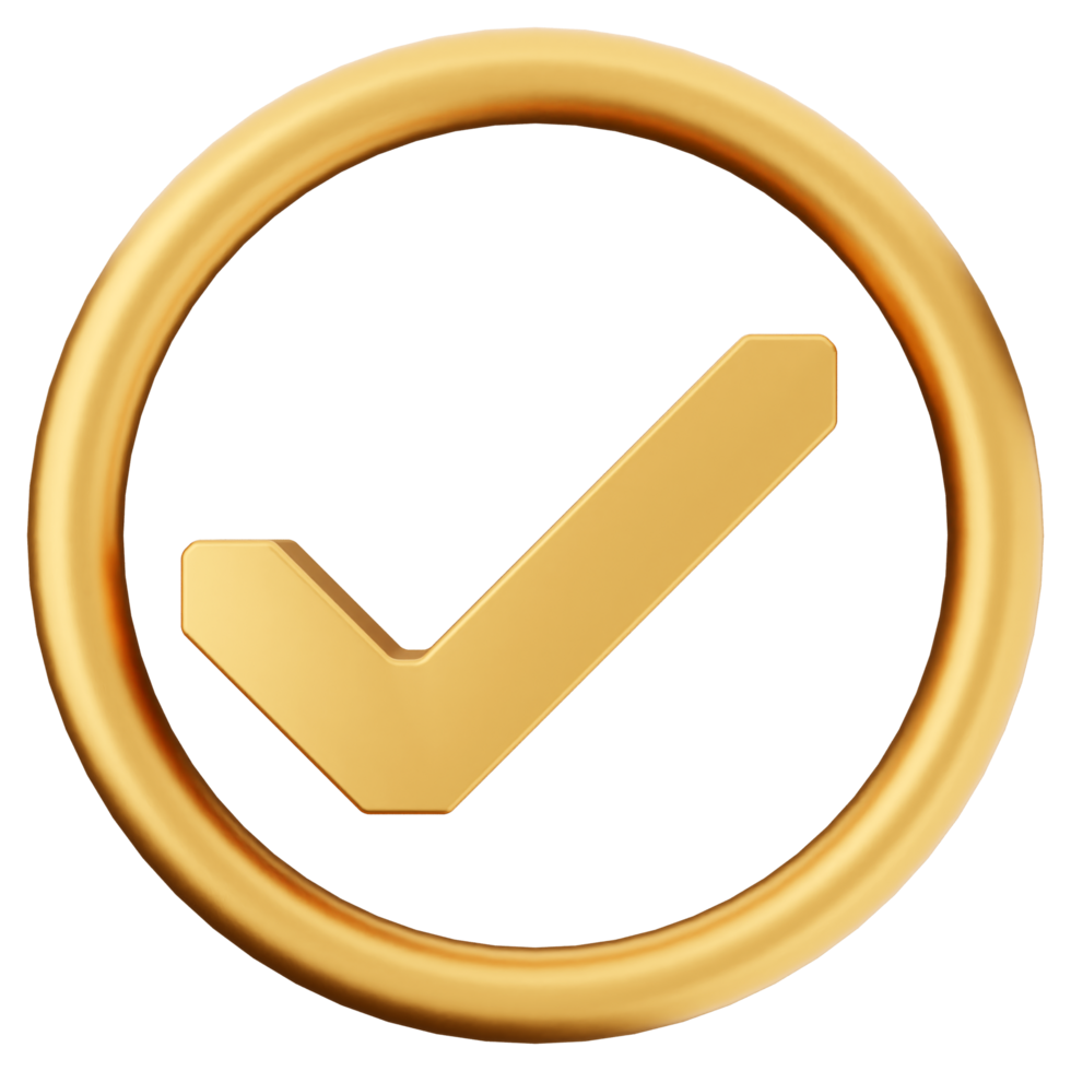 A check mark in a gold circle on a black background png
