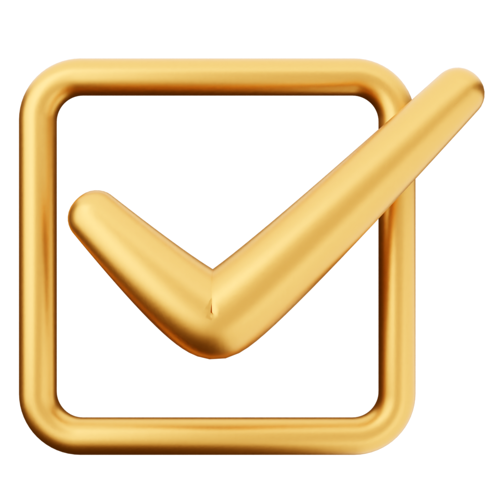 Gold check mark icon on black background png