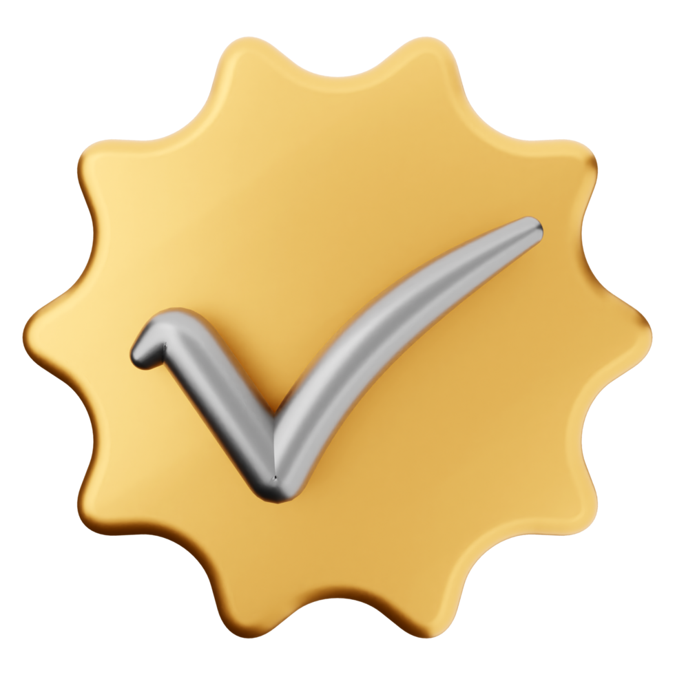 A check mark on a yellow star wheel png