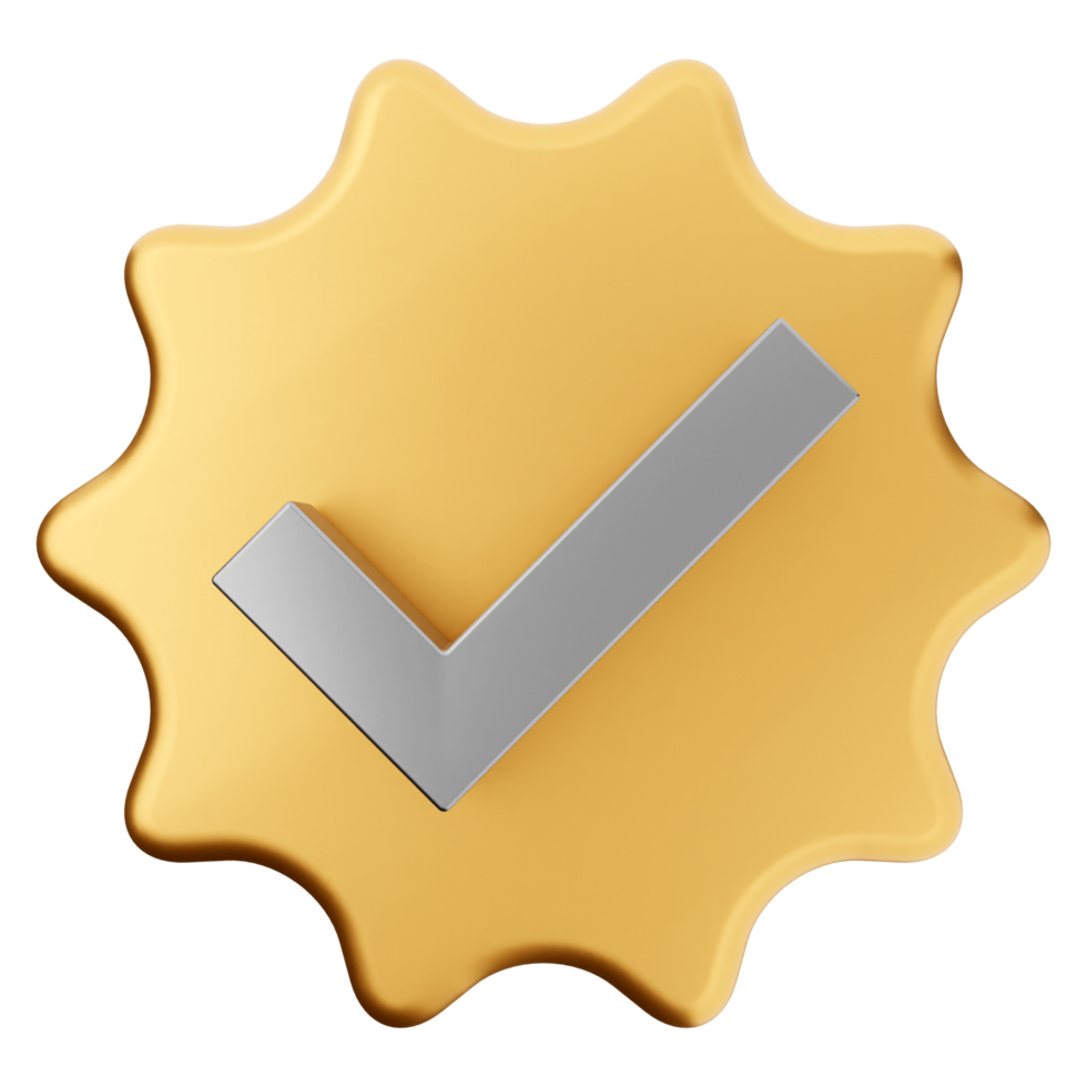 A check mark on a gold badge png