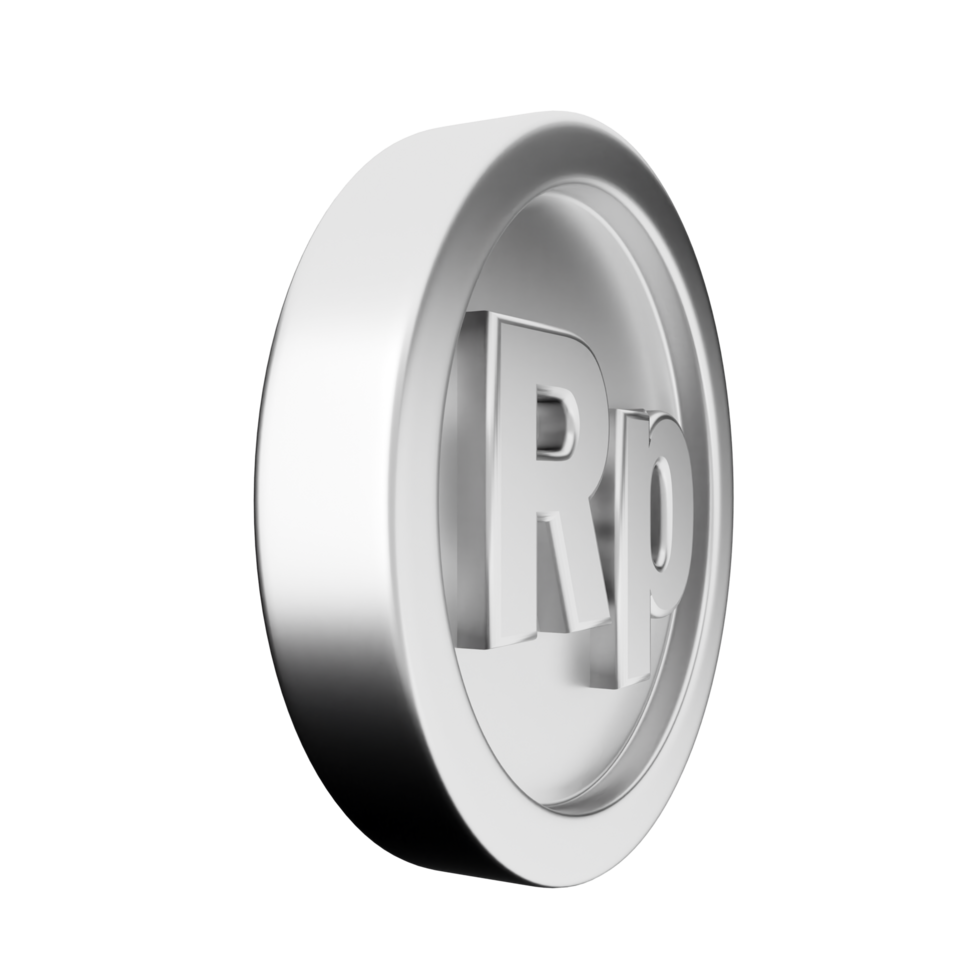 A 3d rendering of a silver coin with the word rp on it png
