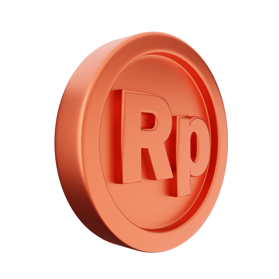A 3d rendering of the rp logo on an orange metal button png