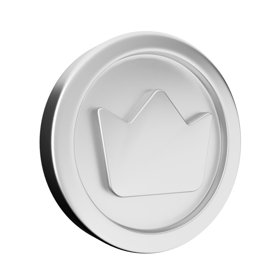 A silver coin with a crown on it png