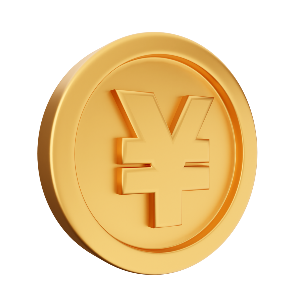 Golden currency symbol of yen, isolated on black background png