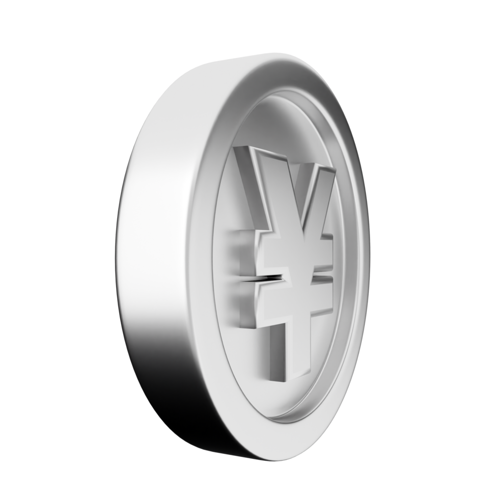 A silver coin with the symbol of yen png