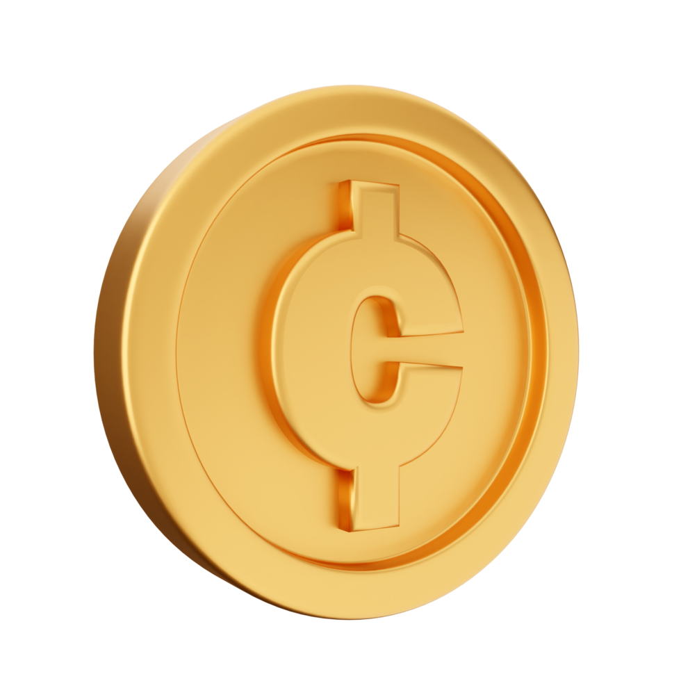 Golden coin isolated on black background 3d render png