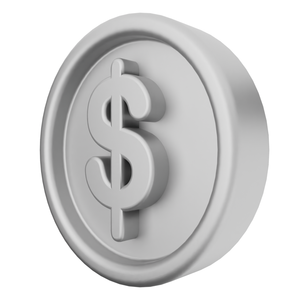A 3d image of a dollar sign on a silver coin png