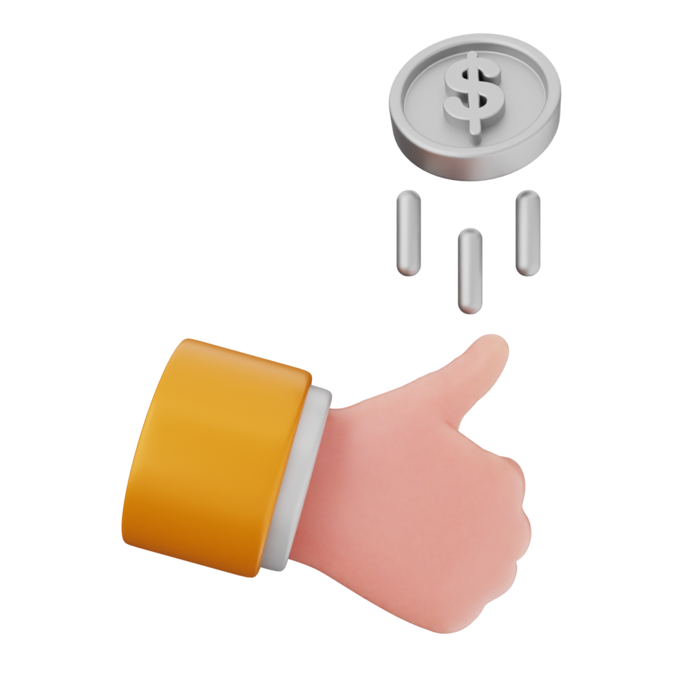 A hand with a dollar sign and a thumb up png